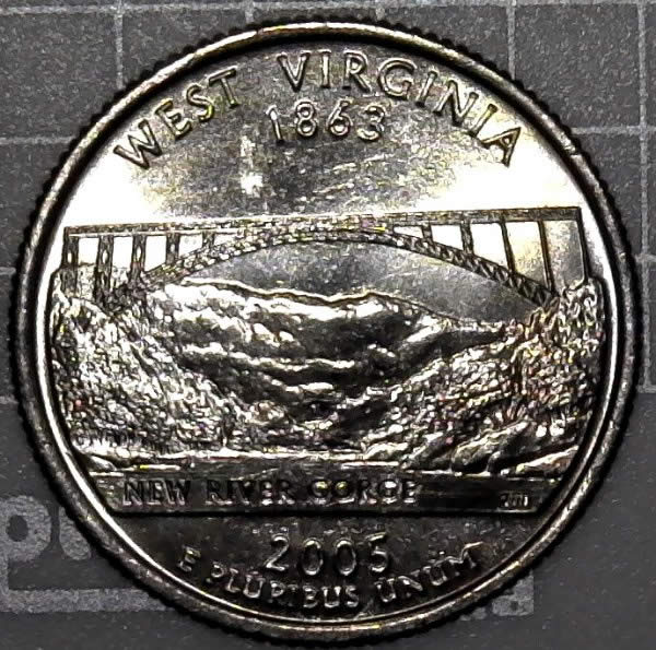 2005-P-WV-Quarter-With-Die-Crack-And-Collar-Clash-From-Mint-Sewn-Bag